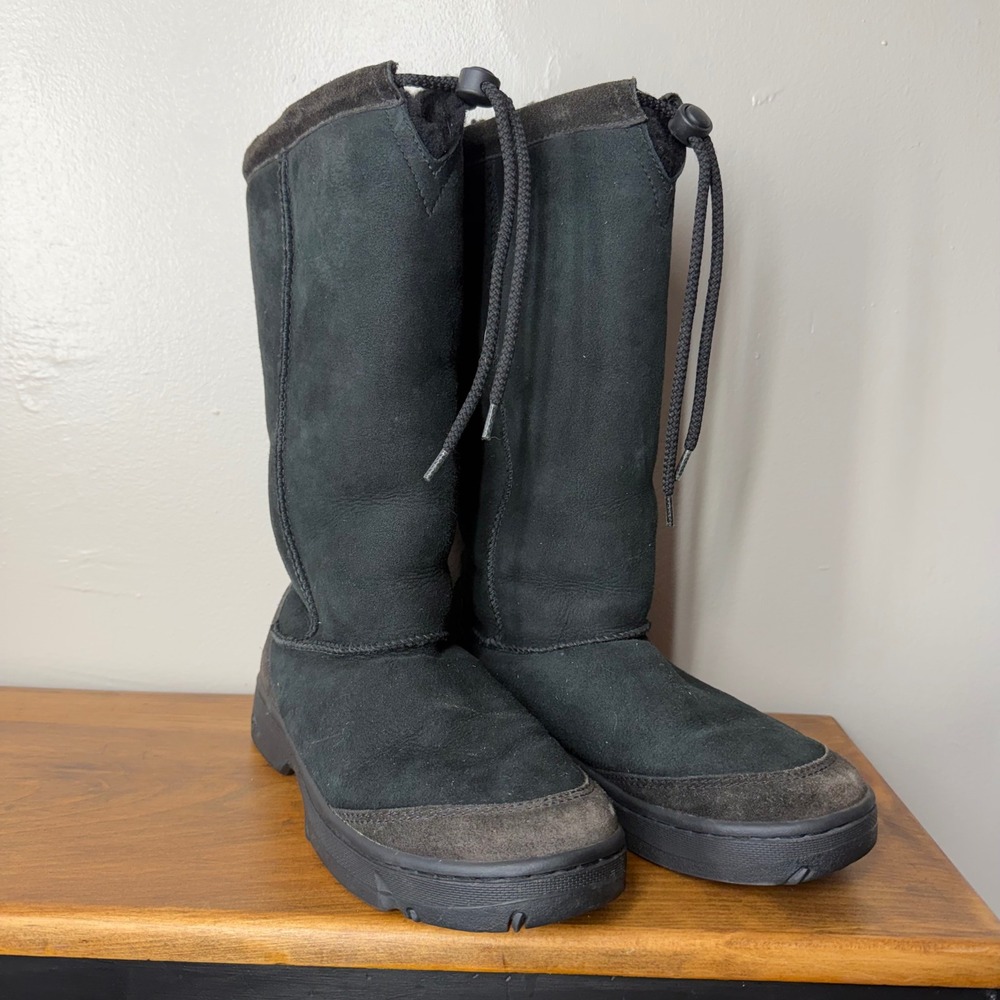 UGG Australia Ultimate Tall 5250 Black Suede Shearling Boots Women 9